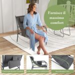 Costway Set da bistrot per esterni 3 pezzi con sedile traspirante, Set da sedia e tavolino in metallo Grigio scuro - immagine 7