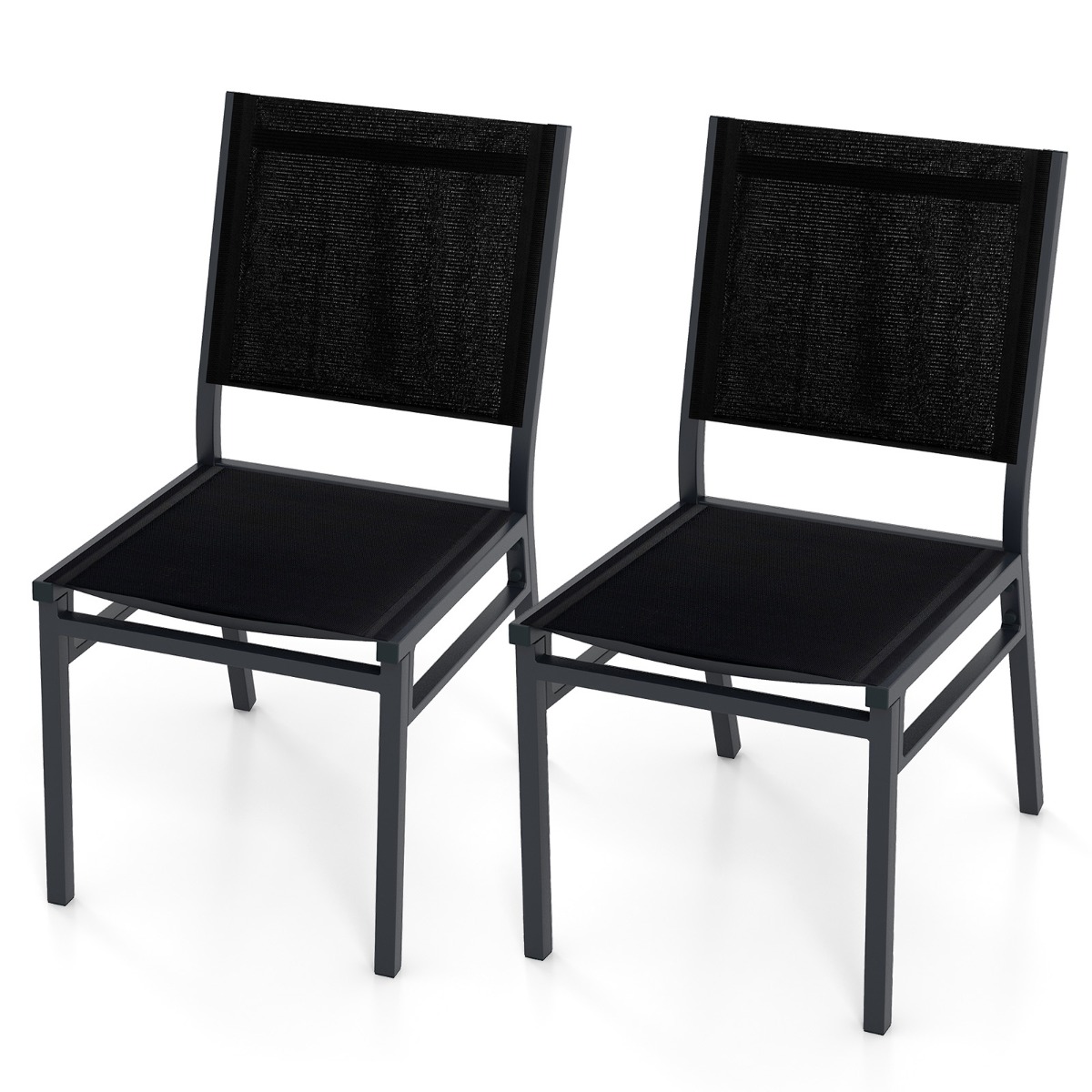 set_di_2_sedie_da_pranzo-np11689dk-2-_4__1_1.jpg Costway Set di 2 Sedie da pranzo per esterni con seduta e schienale traspiranti telaio in alluminio, Sedie da patio Nero - immagine 1