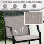Costway Set di 2 sgabelli da esterno con poggiapiedi braccioli struttura in metallo, Sgabelli da bar per patio Caffè - immagine 7