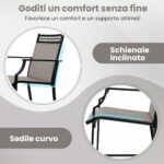 Costway Set di 2 sgabelli da esterno con poggiapiedi braccioli struttura in metallo, Sgabelli da bar per patio Caffè - immagine 9