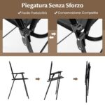 Costway Set di 2 sgabelli da bar da esterno, Arredamento da bistrot con piano tavolo in DPC foro per ombrellone Nero - immagine 10