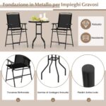 Costway Set di 2 sgabelli da bar da esterno, Arredamento da bistrot con piano tavolo in DPC foro per ombrellone Nero - immagine 9