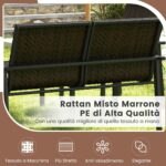 Costway Set di mobili da giardino 4 pezzi, Set di tavolo e sedie in intrecciato di vimini su telaio metallico galvanizzato Marrone - immagine 7