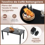 Costway Set di mobili da giardino 4 pezzi, Set di tavolo e sedie in intrecciato di vimini su telaio metallico galvanizzato Marrone - immagine 8