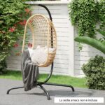 Costway Supporto per sedia sospesa in metallo pesante con gancio a molla e rotazione a 360°, Supporto per amaca C Nero - immagine 8