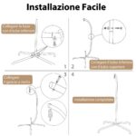Costway Supporto per sedia sospesa in metallo pesante con gancio a molla e rotazione a 360°, Supporto per amaca C Nero - immagine 4