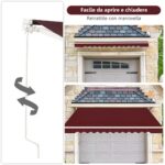 Costway Tenda da sole a caduta inclinabile da esterno, Tendalino a scomparsa con manovella 4x2,5m Rosso bordeaux - immagine 11