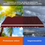Costway Tenda da sole a caduta inclinabile da esterno, Tendalino a scomparsa con manovella 4x2,5m Rosso bordeaux - immagine 8