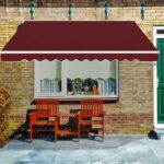 Costway Tenda da sole a caduta inclinabile da esterno, Tendalino a scomparsa con manovella 4x2,5m Rosso bordeaux - immagine 2