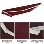 Costway Tenda da sole a caduta inclinabile da esterno, Tendalino a scomparsa con manovella 4x2,5m Rosso bordeaux - immagine 9