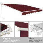 Costway Tenda da sole a caduta inclinabile da esterno, Tendalino a scomparsa con manovella 4x2,5m Rosso bordeaux - immagine 10