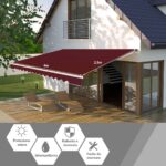 Costway Tenda da sole a caduta inclinabile da esterno, Tendalino a scomparsa con manovella 4x2,5m Rosso bordeaux - immagine 6