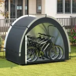 Costway Tenda rimessa per biciclette esterna portatile e ingresso laterale, Tenda deposito biciclette con tessuto argento impermeabile Nero - immagine 92