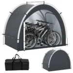 Costway Tenda rimessa per biciclette esterna portatile e ingresso laterale, Tenda deposito biciclette con tessuto argento impermeabile Nero - immagine 147