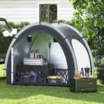 Costway Tenda rimessa per biciclette esterna portatile e ingresso laterale, Tenda deposito biciclette con tessuto argento impermeabile Nero - immagine 141