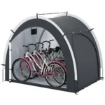 Costway Tenda rimessa per biciclette esterna portatile e ingresso laterale, Tenda deposito biciclette con tessuto argento impermeabile Nero - immagine 110