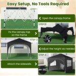 Costway Tenda gazebo richiudibile con 4 pareti rimovibili 3x3 m borsa con ruote, Riparo sole da spiaggia pieghevole Nero - immagine 11