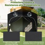 Costway Tenda gazebo richiudibile con 4 pareti rimovibili 3x3 m borsa con ruote, Riparo sole da spiaggia pieghevole Nero - immagine 5