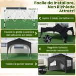 Costway Tenda gazebo richiudibile con 4 pareti rimovibili 3x3 m borsa con ruote, Riparo sole da spiaggia pieghevole Nero - immagine 9