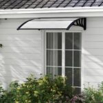 Costway Tettoia per porta per protezione da sole pioggia neve, Tettoia per porta finestra in alluminio 150x100x28cm Grigio - immagine 2