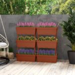 Costway Torre di fioriere per verdure erbe fiori per interni ed esterni per patio, 6 PZ fioriere da giardino disposizione fai da te Rosso - immagine 4