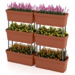 Costway Torre di fioriere per verdure erbe fiori per interni ed esterni per patio, 6 PZ fioriere da giardino disposizione fai da te Rosso