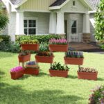 Costway Torre di fioriere per verdure erbe fiori per interni ed esterni per patio, 6 PZ fioriere da giardino disposizione fai da te Rosso - immagine 3