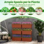 Costway Torre di fioriere per verdure erbe fiori per interni ed esterni per patio, 6 PZ fioriere da giardino disposizione fai da te Rosso - immagine 9