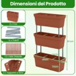 Costway Torre di fioriere per verdure erbe fiori per interni ed esterni per patio, 6 PZ fioriere da giardino disposizione fai da te Rosso - immagine 5