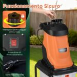 Costway Trituratore elettrico per legno 2800w trituratore da giardino con cesto da 50 l, Trituratore pesante a filo per pulizia del giardino Arancione - immagine 5