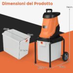 Costway Trituratore elettrico per legno 2800w trituratore da giardino con cesto da 50 l, Trituratore pesante a filo per pulizia del giardino Arancione - immagine 4