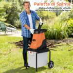 Costway Trituratore elettrico per legno 2800w trituratore da giardino con cesto da 50 l, Trituratore pesante a filo per pulizia del giardino Arancione - immagine 8