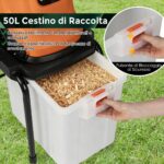 Costway Trituratore elettrico per legno 2800w trituratore da giardino con cesto da 50 l, Trituratore pesante a filo per pulizia del giardino Arancione - immagine 9