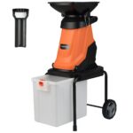 Costway Trituratore elettrico per legno tritatutto da giardino da 3000 w con cestino da 50 l, Trituratore mulching elettrico a fili Arancione