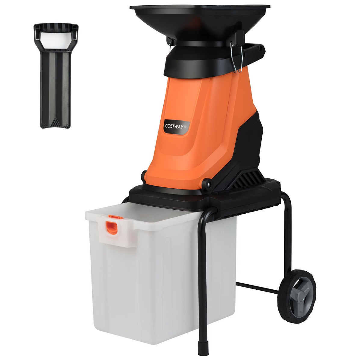 trituratore-17102-_1_.jpg Costway Trituratore elettrico per legno tritatutto da giardino da 3000 w con cestino da 50 l, Trituratore mulching elettrico a fili Arancione - immagine 1