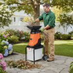 Costway Trituratore elettrico per legno tritatutto da giardino da 3000 w con cestino da 50 l, Trituratore mulching elettrico a fili Arancione - immagine 2