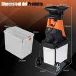 Costway Trituratore elettrico per legno tritatutto da giardino da 3000 w con cestino da 50 l, Trituratore mulching elettrico a fili Arancione - immagine 4