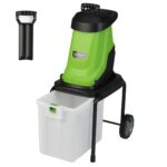 Costway Trituratore elettrico per legno 2800w trituratore da giardino con cesto da 50 l, Trituratore pesante a filo per pulizia del giardino Verde