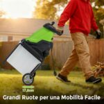 Costway Trituratore elettrico per legno 2800w trituratore da giardino con cesto da 50 l, Trituratore pesante a filo per pulizia del giardino Verde - immagine 7