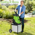 Costway Trituratore elettrico per legno 2800w trituratore da giardino con cesto da 50 l, Trituratore pesante a filo per pulizia del giardino Verde - immagine 8