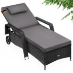 Sdraio da giardino antracite polyrattan 193x90x43cm