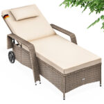 Sdraio da giardino crema polyrattan 193x90x43cm
