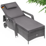 Sdraio da giardino grigio/antracite polyrattan 193x90x43cm