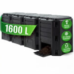 Compostiera da giardino nera 1600l 198x72x83cm