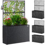 Fioriera in polyrattan con traliccio nero