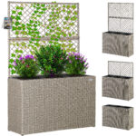 Fioriere con traliccio polyrattan crema