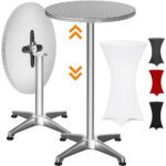 Tavolo bar argento 115x60cm + copertura bianca Ø60cm