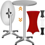 Tavolo alto argento 115x60 cm + copertura rossa &Oslash;60 cm
