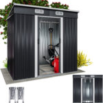 Casetta da giardino antracite in metallo 196x122x180cm