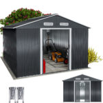 Casetta da giardino antracite metallo 312x257x177,5cm